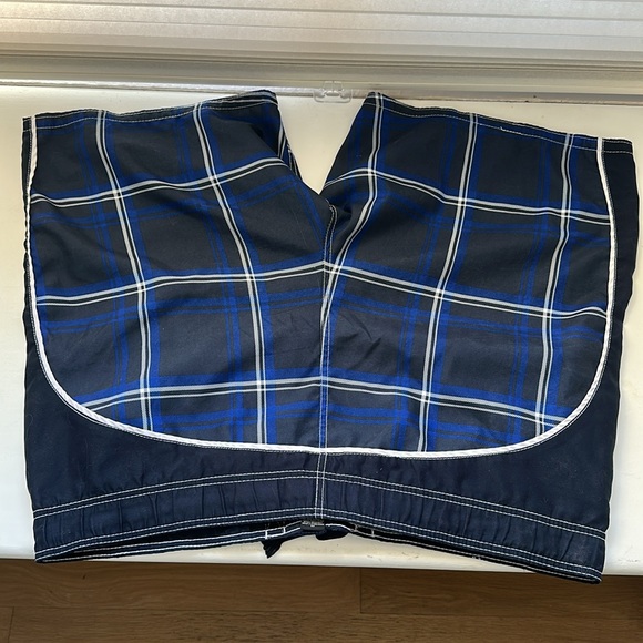OP Ocean Pacific Board Shorts Mens XL (40-42) Blue Plaid Swim Trunks - Picture 3 of 3